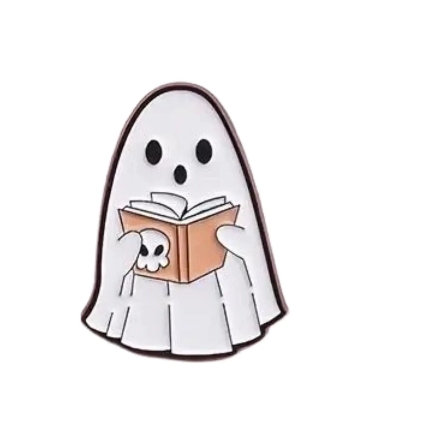 Whimsical Ghost Enamel Pin - Reading Ghost