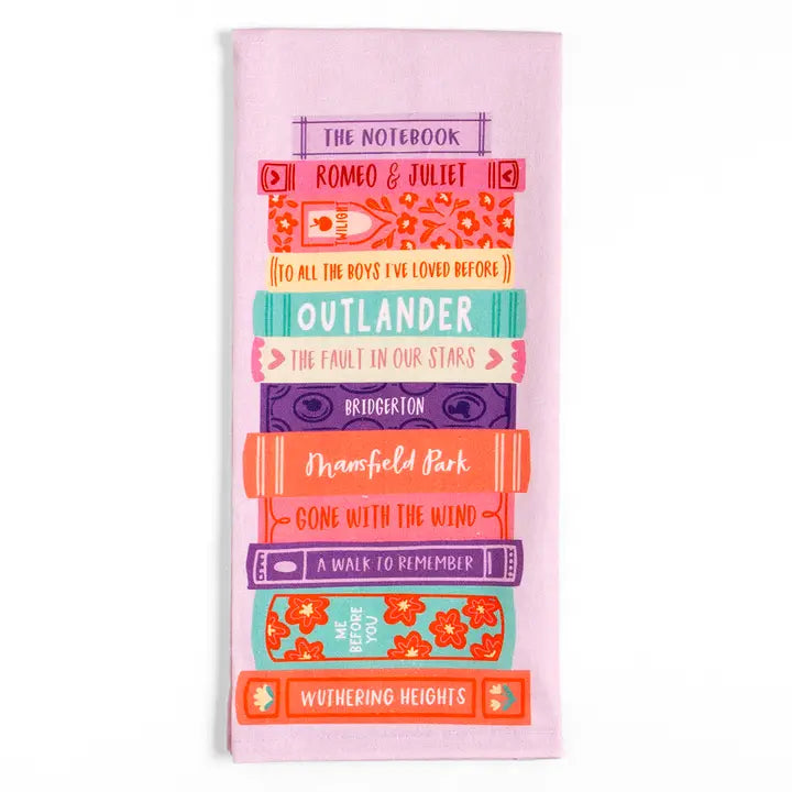 Romance Novels Book Stack Tea Towel