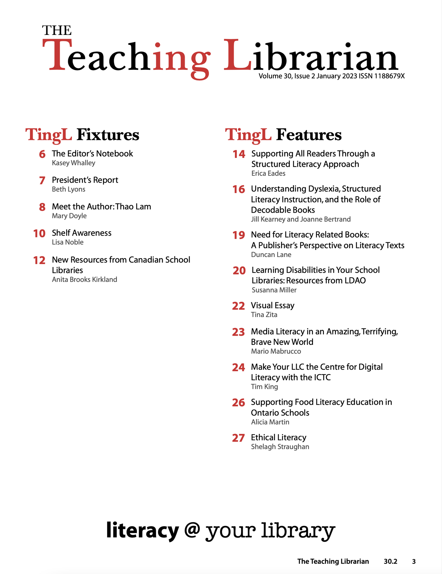 The Teaching Librarian (TingL) Magazine - Volume 30.2