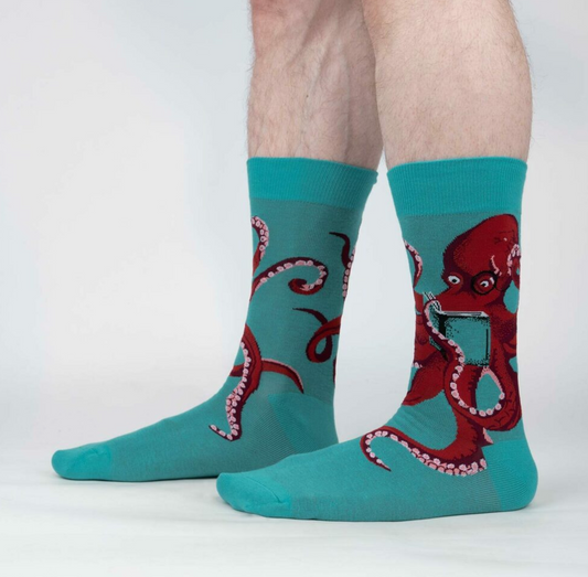 The Octive Reader Crew Socks (Large/Men's, Teal)