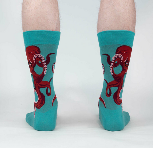 The Octive Reader Crew Socks (Large/Men's, Teal)