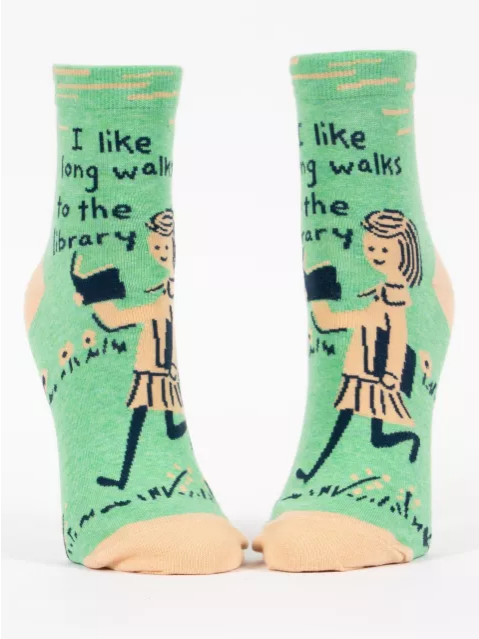 I Like Long Walks To The Library Women's Ankle Socks