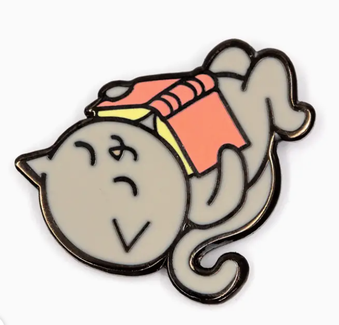 Reading Cat Enamel Pin