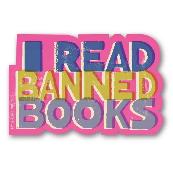 I Read Banned Books Vinyl Sticker - Pink
