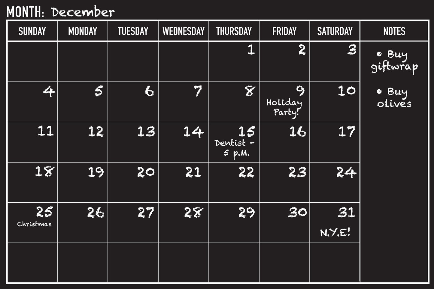 Peel-and-Stick Chalkboard Calendar-Calendar-Peter Pauper Press-The Library Marketplace