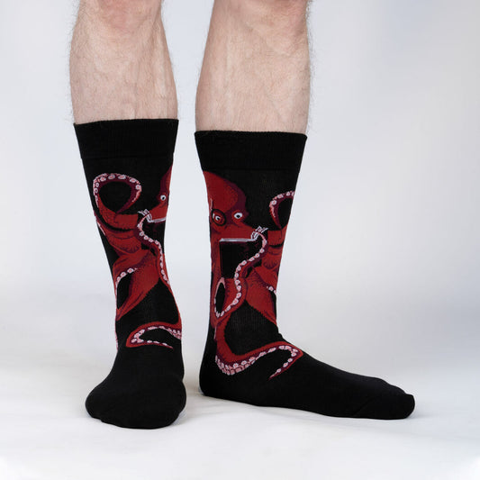 The Octive Reader Crew Socks (Large/Men's, Black)
