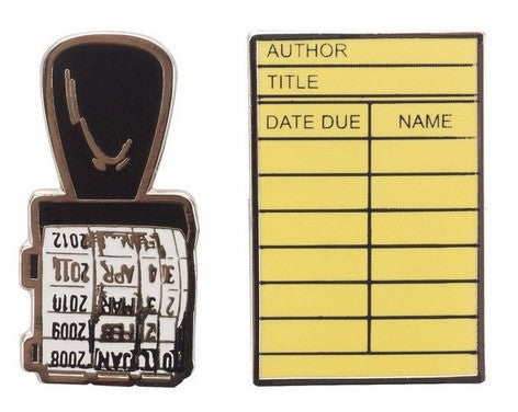 Library Card and Stamp Enamel Pin Set - The Library Marketplace