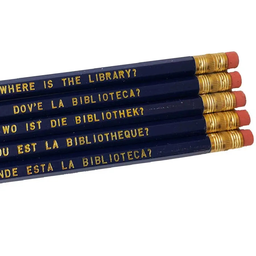WHERE IS THE LIBRARY? Language Pencils Stocking Stuffer