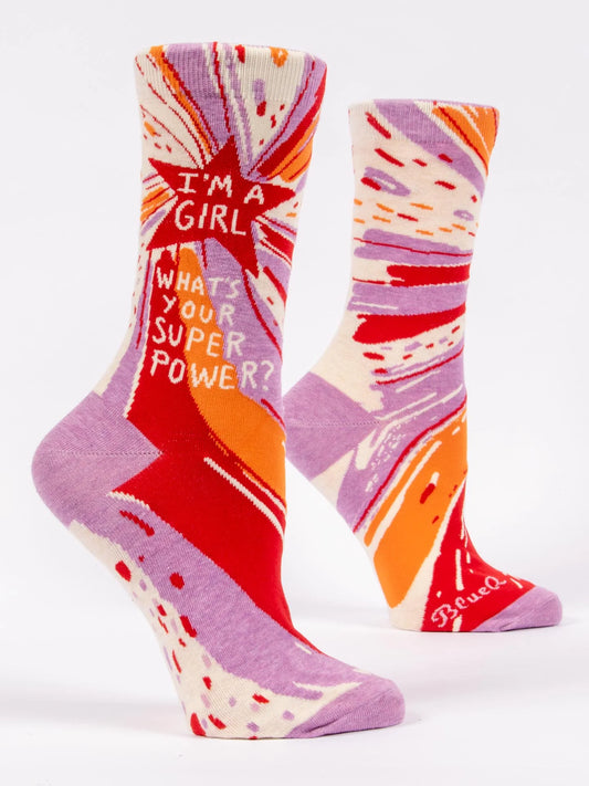 I'm a Girl, What's Your Superpower? Women's Crew Socks