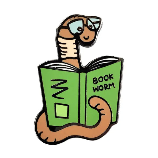 Book Worm Reading Enamel Pin