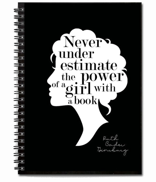 Ruth Bader Ginsburg "Power of A Girl" Unlined Handmade Notebook