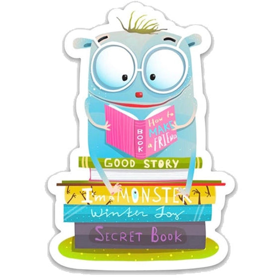 Little Monster Reading Books Vinyl Sticker