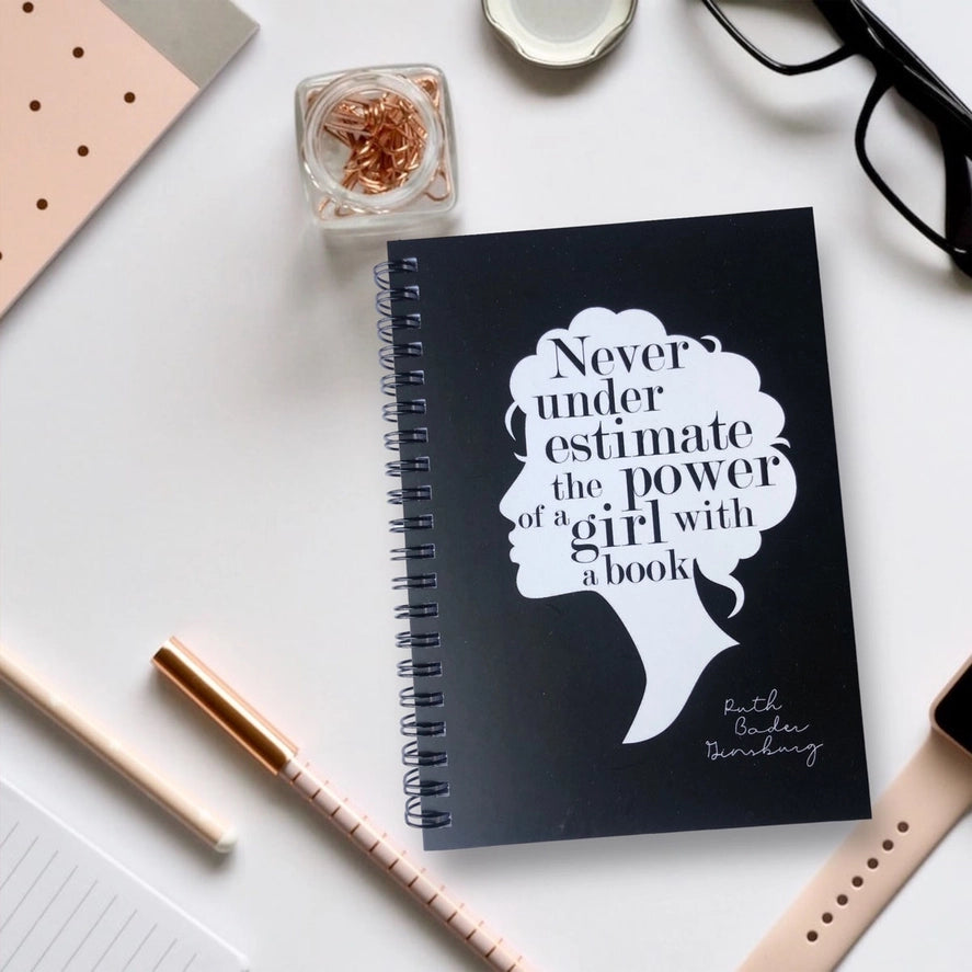 Ruth Bader Ginsburg "Power of A Girl" Unlined Handmade Notebook