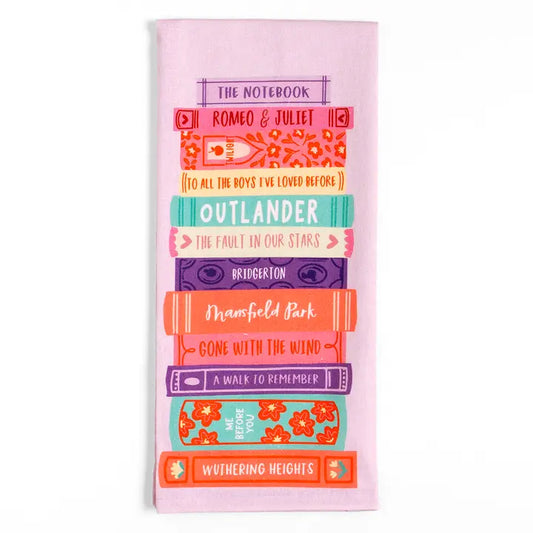 Romance Novels Book Stack Tea Towel