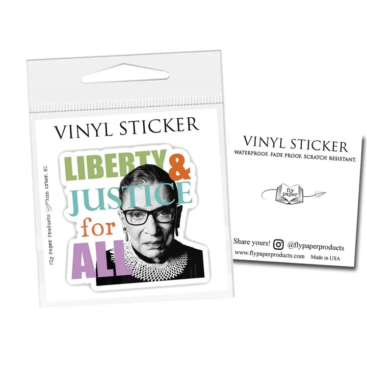 RBG Liberty and Justice for All Political Vinyl Sticker