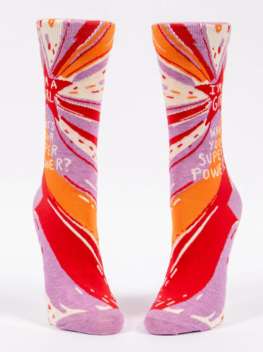 I'm a Girl, What's Your Superpower? Women's Crew Socks