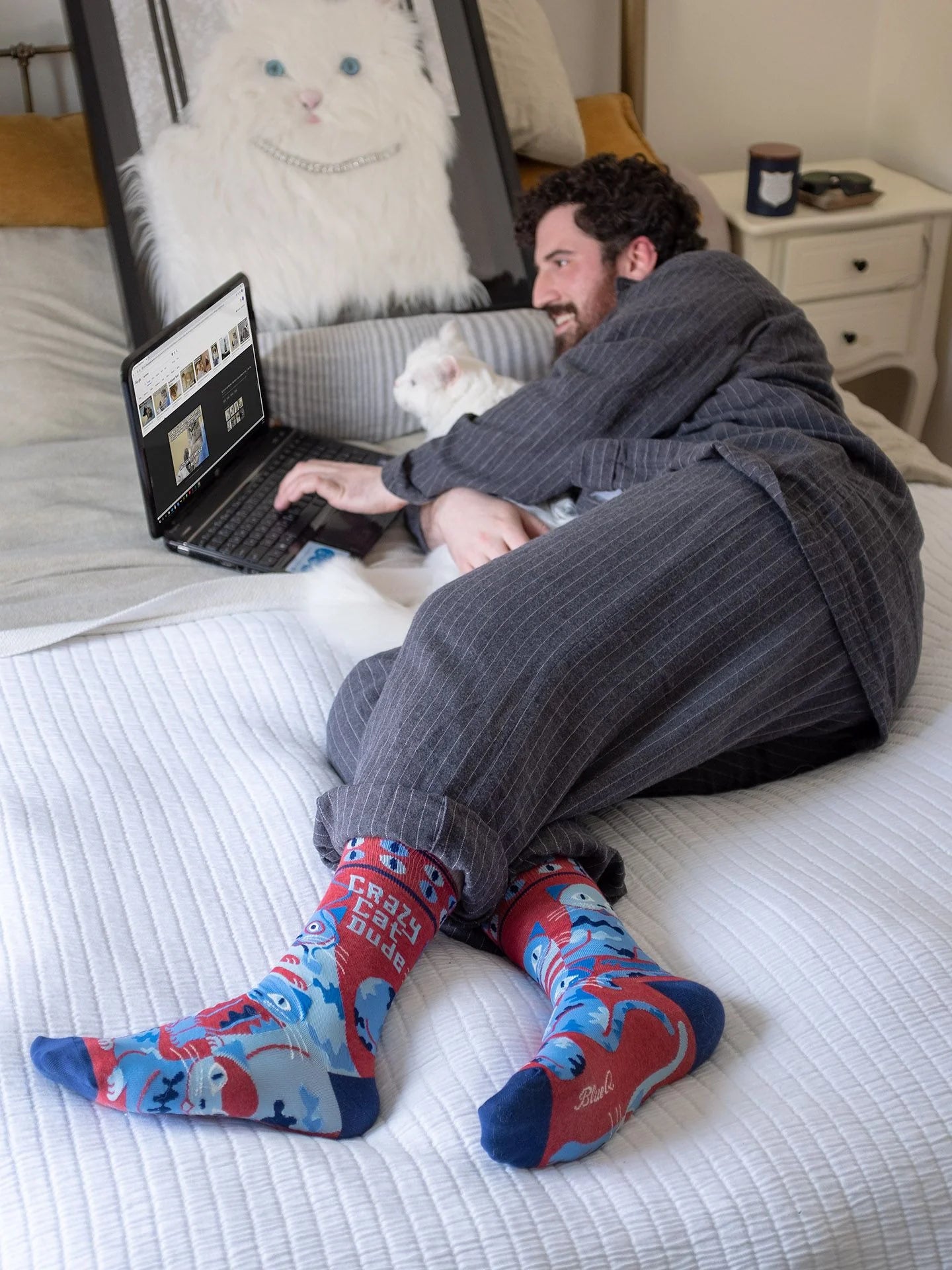 Crazy Cat Dude Men's Crew Socks