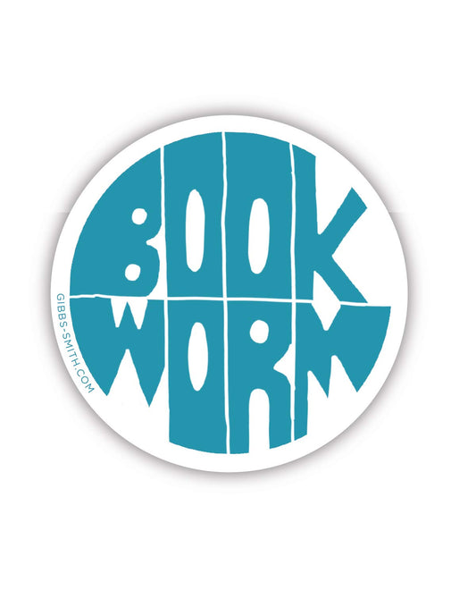 Book Worm Vinyl Sticker - Blue