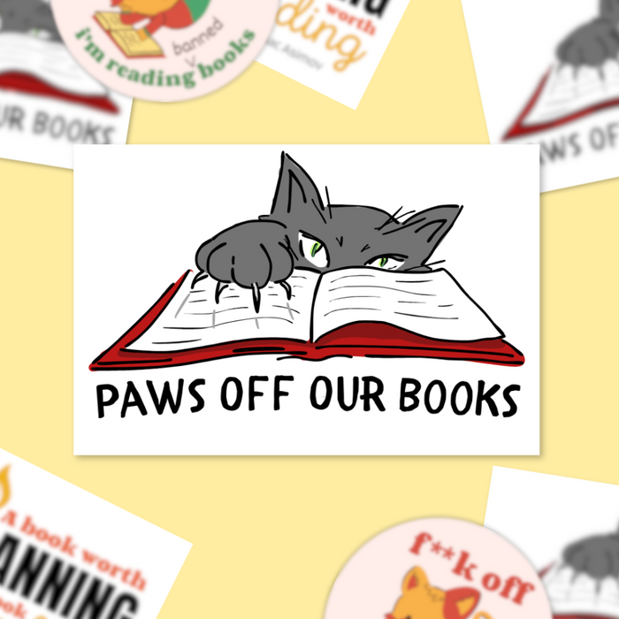 Freedom to Read Sticker: Paws off our books!
