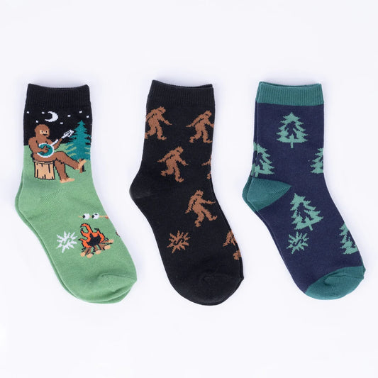 Sasquatch Campout Youth Crew Socks (3-Pack)