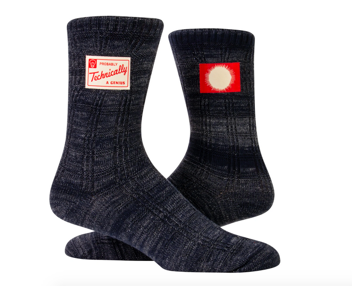 Probably Technically A Genius Tag Socks