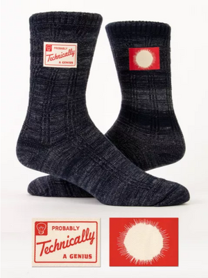 Probably Technically A Genius Tag Socks
