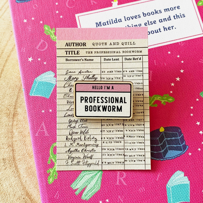 Professional Bookworm Wooden Pin