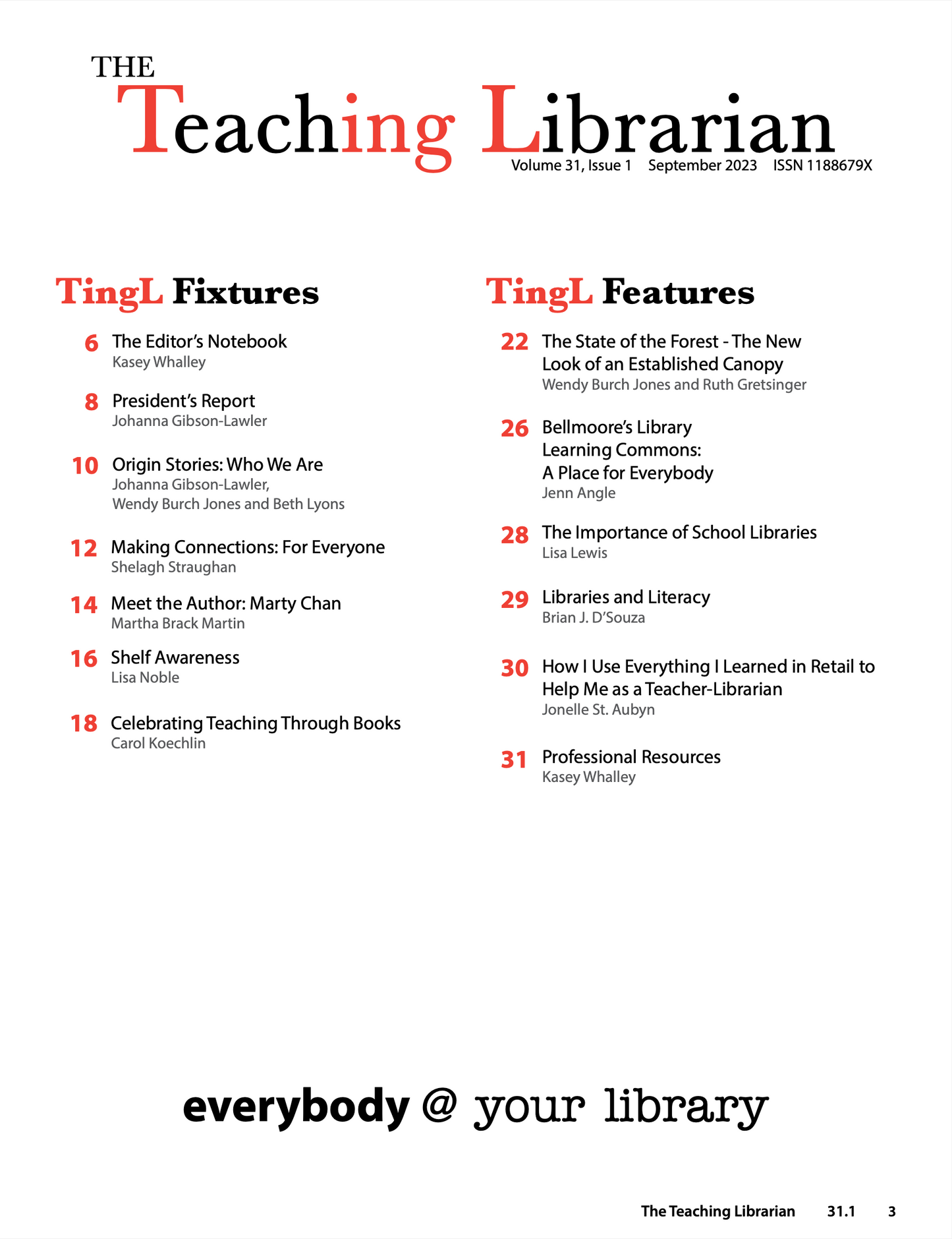 The Teaching Librarian (TingL) Magazine - Volume 31.1