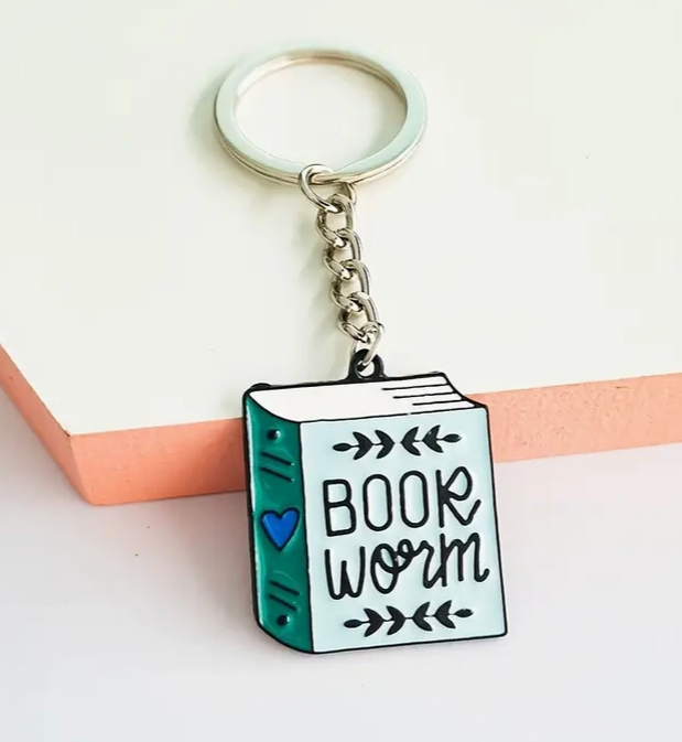 Bookworm Enamel Keychain
