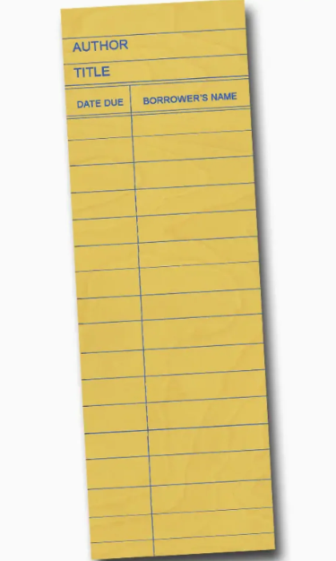 Library Card Wooden Bookmark - Yellow