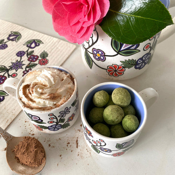 Ceramic Espresso Mugs - Set of 2 (Ojibwe Florals)