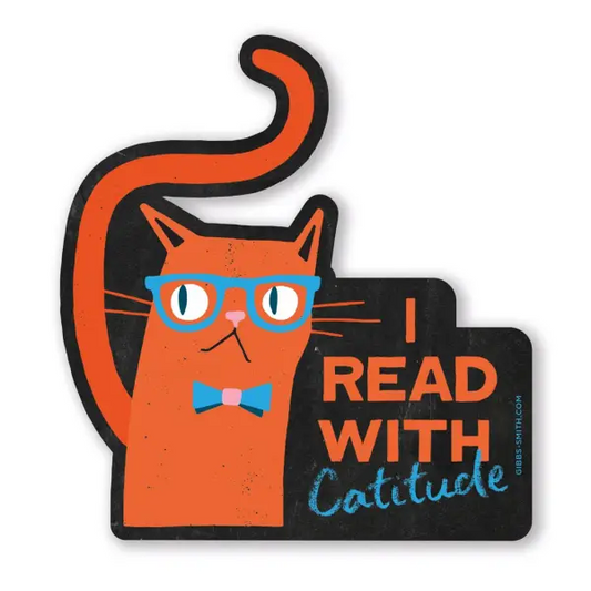 I Read With Catitude Vinyl Sticker