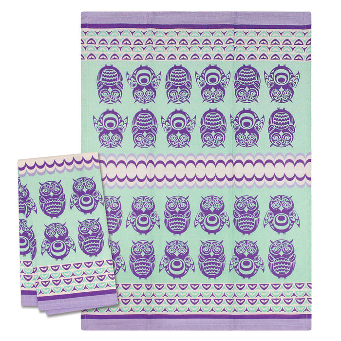 Printed Tea Towel - Owls