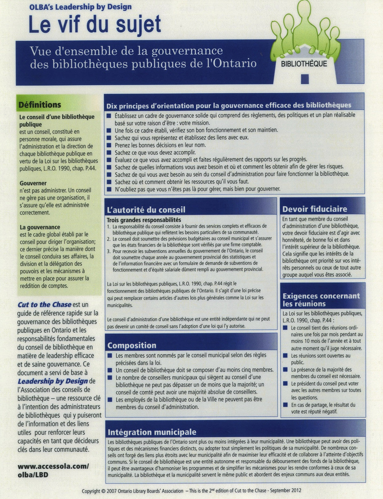 OLBA's Leadership by Design: Cut to the Chase / Le vif du sujet-Laminated-OLA Press-French-The Library Marketplace