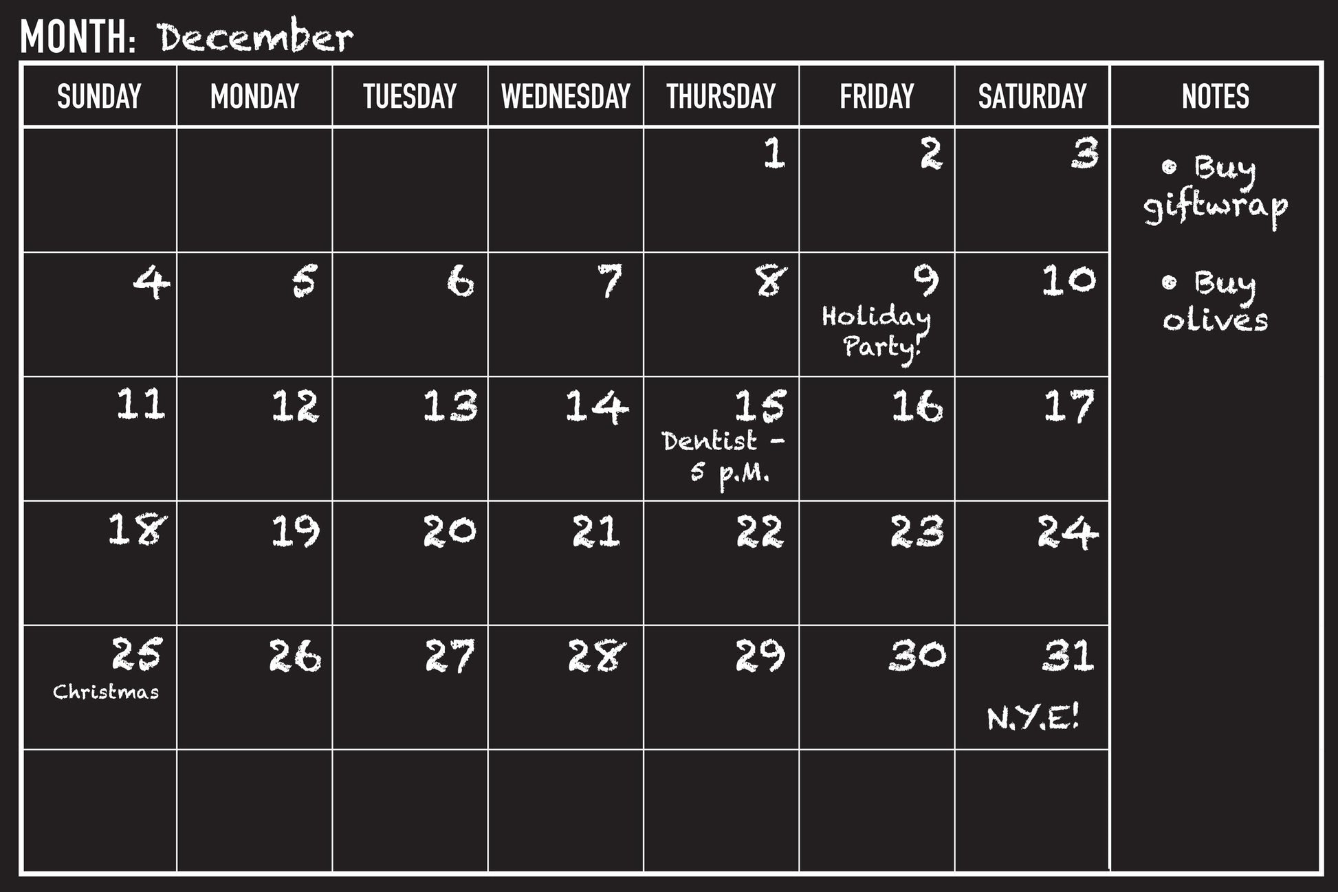 Peel-and-Stick Chalkboard Calendar-Calendar-Peter Pauper Press-The Library Marketplace