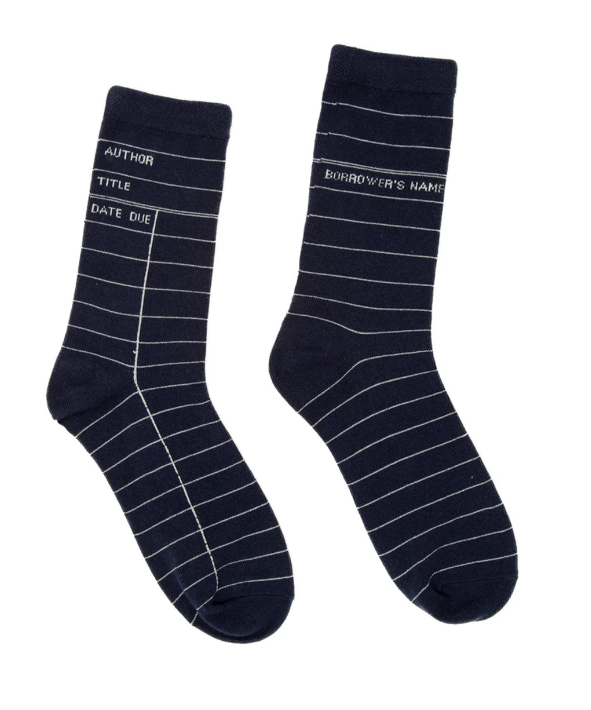 Library Card Socks Navy