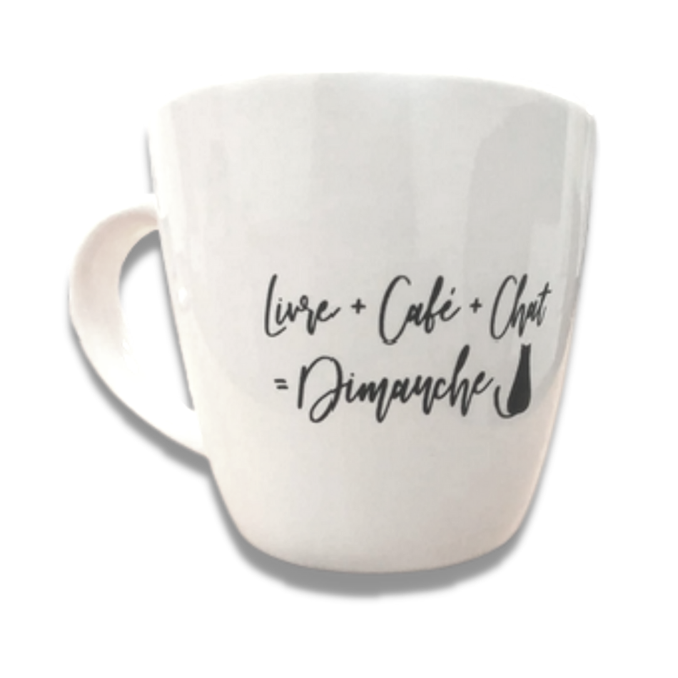 Livre + Café + Chat = Dimanche Mug