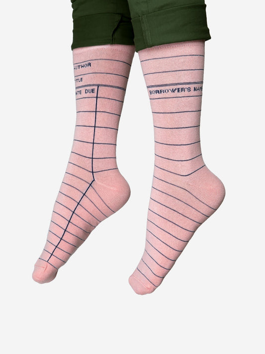 Library Card Socks (Pink)