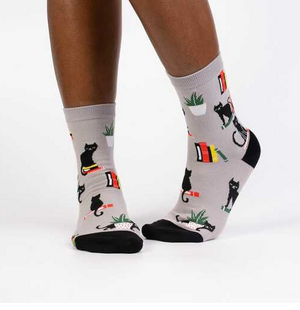 Booked for Meow Women's Crew Socks