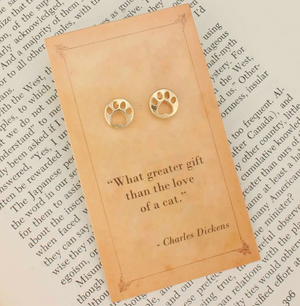 Literary Quotes Cat Post Earrings