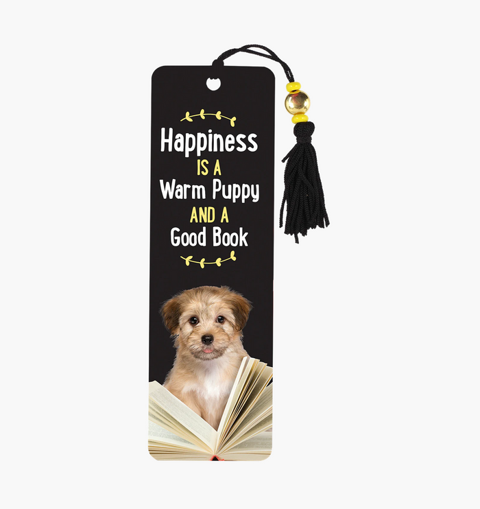 Happiness Is a Warm Puppy and a Good Book Beaded Bookmark