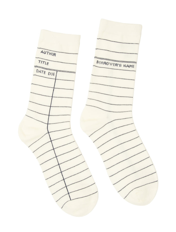 Library Card Socks (White)