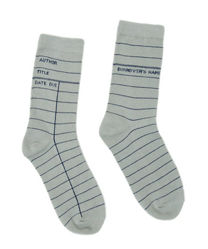 Library Card Socks Grey