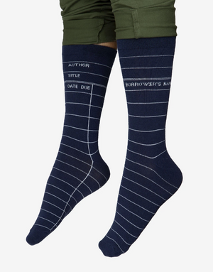 Library Card Socks Navy