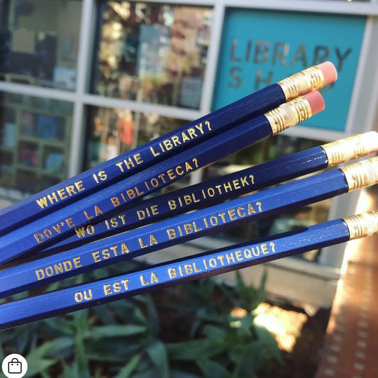 WHERE IS THE LIBRARY? Language Pencils Stocking Stuffer